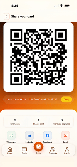Scan to connect QR screen